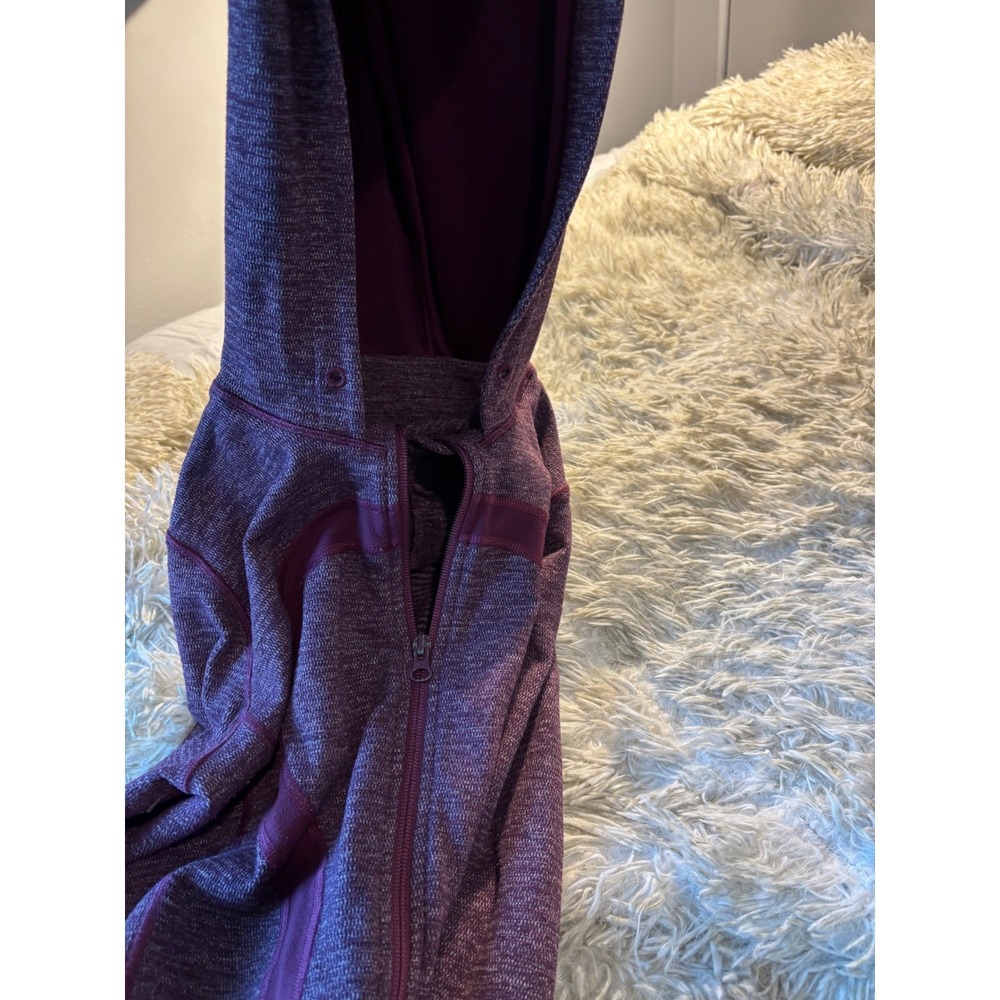 Lululemon Scuba Full Zip Hoodie Heathered Purple Knit Thumbholes Jacket - Picture 9 of 10
